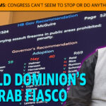 Satirical thumbnail: a bearded man in a gray vest and bow tie reacting to a large screen showing a gun-control bill vote (HB 1524) with an orange header above.